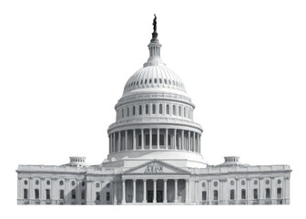 Obraz premium Black white illustration United States Capitol building Washington PNG Us capitol dome