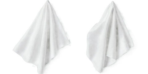 Fototapeta premium Two white cloth napkins folded triangular shape background A vector design