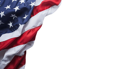 American flag waving on transparent background. Banner for Independence Day July 4th, Memorial, Veterans Day,