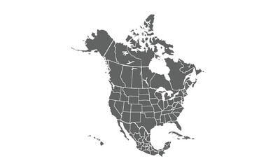 North America map isolated on white background. for website layouts, background, education, precise, customizable, Travel worldwide, map silhouette backdrop, earth geography, political, reports.
