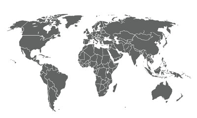 World map isolated on white background. for website layouts, background, education, precise, customizable, Travel worldwide, map silhouette backdrop, earth geography, political, reports.