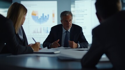 Executives in a Business Meeting Analyzing Financial Charts