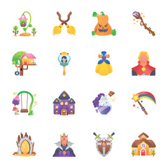 Fototapeta premium Bundle of Fairytail Flat Icons