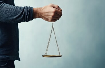 Person Holding a Single Scale of a Balance