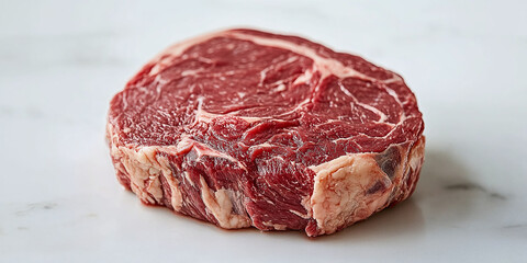 Fototapeta premium Fresh Raw Beef Ribeye Meat on a White Background