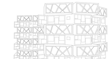 city ​​abstract modular architecture 3d rendering	
