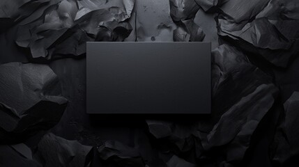 a blank mock up black card mockup standing on a black background