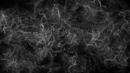 Beautiful illustration of white smoke on plain black background