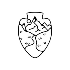 Camping silhouette badge design. Adventure logo graphics. Outdoor nature label monochrome. Stock vector hiking artwork.