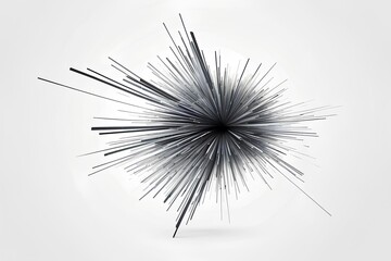 Fototapeta premium explosive burst of thin, sharp lines radiating from a central point, creating an abstract starburst effect with a sense of energy and impact in a monochrome design