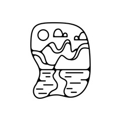 Camping silhouette badge design. Adventure logo graphics. Outdoor nature label monochrome. Stock vector hiking artwork.