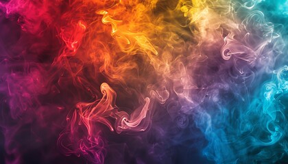 Abstract Colorful Smoke on Black Background.