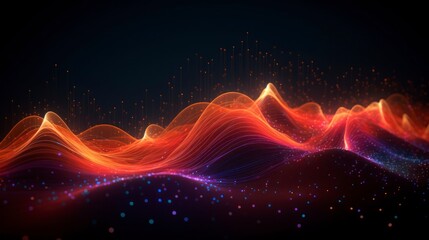 Abstract technology background waves and bokeh lights