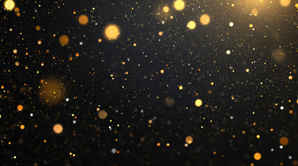 Obraz premium A stunning display of golden bokeh sparkles against a deep black background, creating a magical and luxurious ambiance that's perfect for festive occasions.