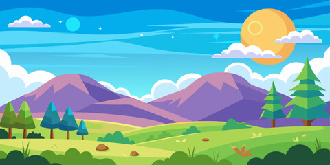 daytime sky landscape vector illustration 