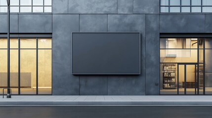 Mockup outdoor wall store shop black blanket sign