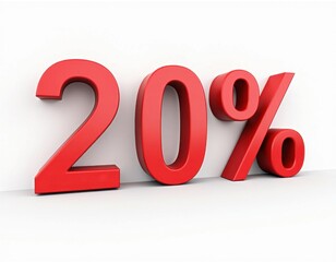 20 percent off 3D text typography. Promotion, discount, offer concept banner design.