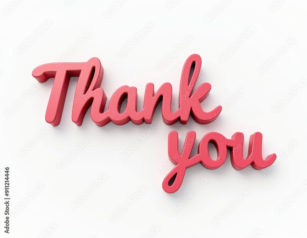 Fototapete thank you message 3d text typography design. modern thanks lettering graphic element web banner illu