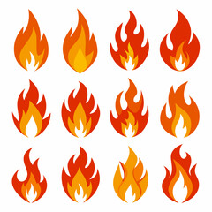 set of-fire flame symbol vector illustration