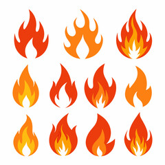 set of-fire flame symbol vector illustration