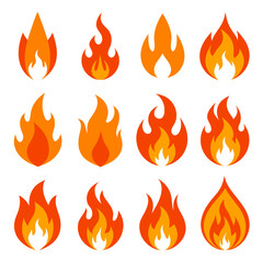 set of-fire flame symbol vector illustration