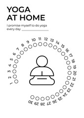 30 days meditation planner. Checklist template.