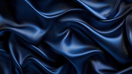 Fototapeta premium This image showcases close-up waves of highly detailed, elegant blue silk fabric textures creating a smooth and luxurious appearance with a sense of motion.