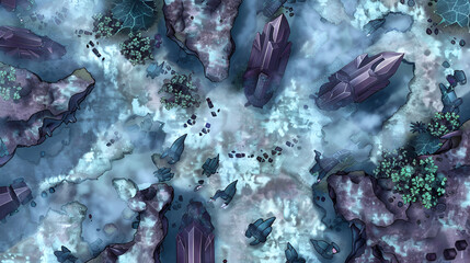 Crystal Field Battle Map DnD,RPG Map for Dungeons and Dragons,game background,Top view,