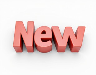 "NEW" word, 3D text rendering, typography lettering design announcement concept illustration