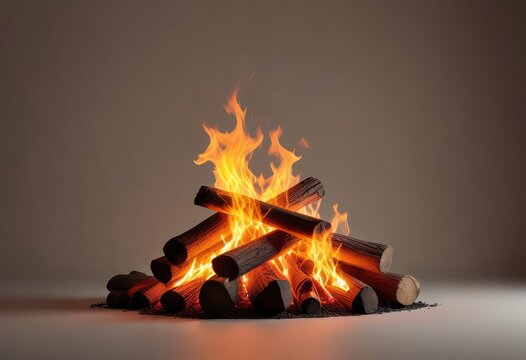 fire places campfire isolated on one color background, ai