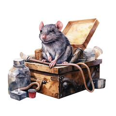Cute Rat Packing Bag Clipart Illustrations