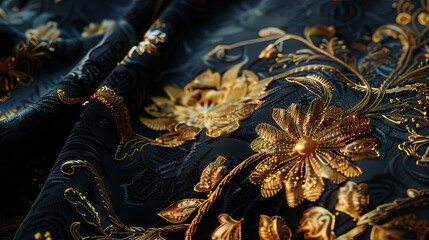 Beautiful floral pattern of traditional zardozi embroidery. AI generated illustration