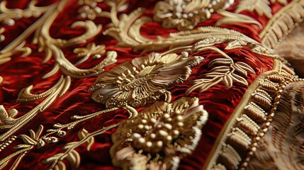 Beautiful floral pattern of traditional zardozi embroidery. AI generated illustration
