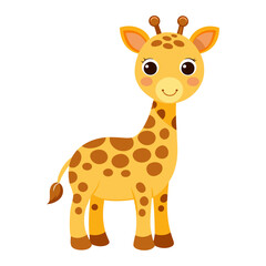 giraffe, cute animal isolated on white background flat style. Vector illustration