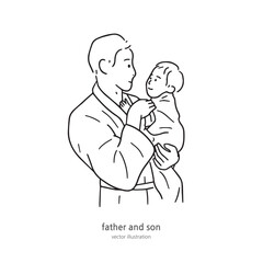 An illustration of a father-son affectionate figure in his father's arms.