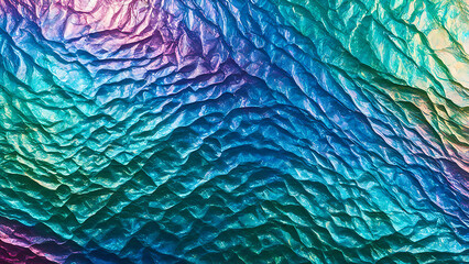 Obraz premium Holographic Real Texture in Blue Pink Green Colors with Scratches Irregularities Shiny Metallic Surface Abstract Modern Digital Effect.