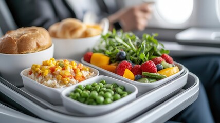Cabin view of passengers enjoying an in-flight meal, showcasing domestic airline services