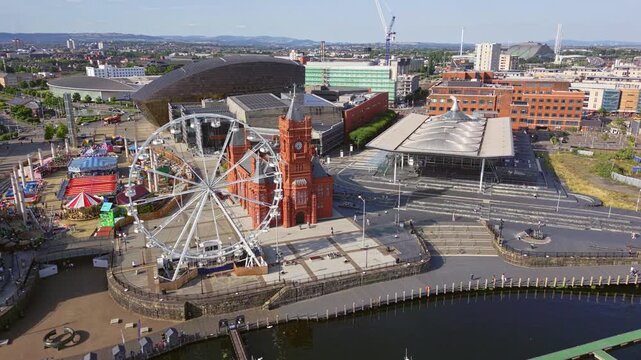 Aerial view of the Welsh Government building, Cardiff