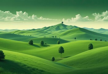 green hill landscape isolated on one color background, ai