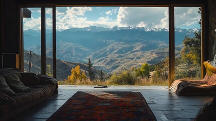 beautiful mountain view from inside the house