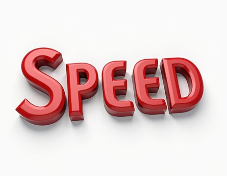 Red 3D text spelling the word 'Speed' on a white background.