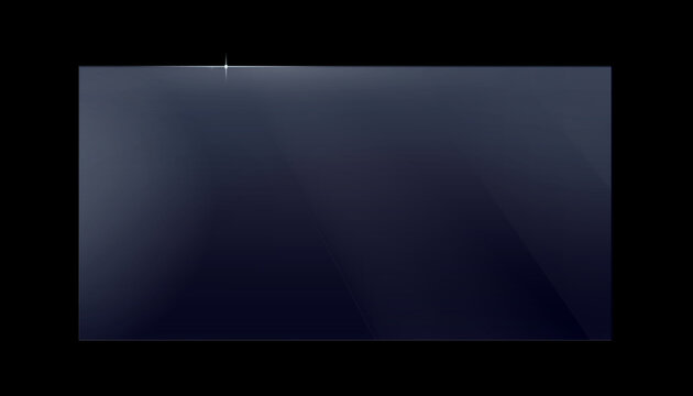 Rectagle transparent glass with a blue tint, realistic plate. Acrylic or glass texture frame. Png