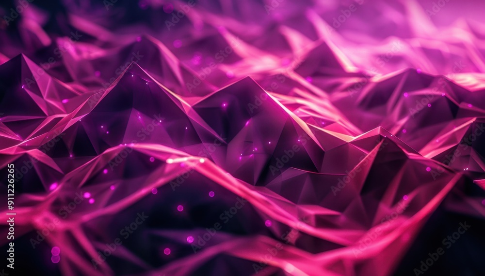 Poster vibrant geometric patterns under soft lighting creating a futuristic atmosphere at night