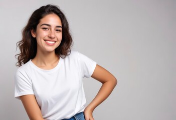 Fototapeta premium Young Uruguayan woman happy and smiling isolated, ai