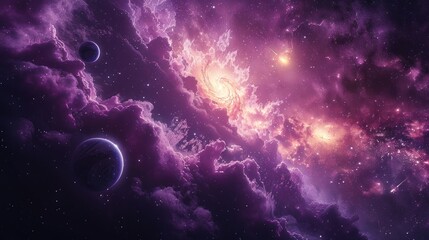 Obraz premium Cosmic Cloudscape with Stars and Planets