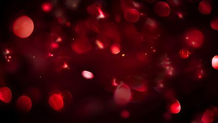 Red Glitter Bokeh Background with Sparkling Light Abstract Defocused Texture Holiday Lights Festive Shimmering Bright Elegant Celebratory Design.