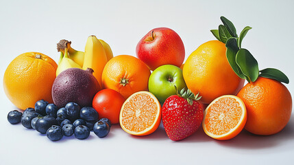 fruits on white