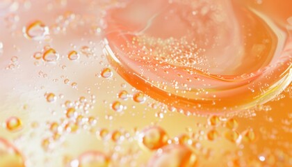 Close-Up View of Bubbles Rising in Orange Liquid During Daylight Hours