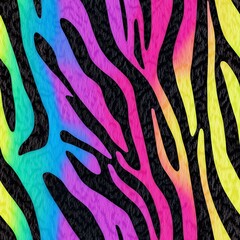 Neon rainbow texture zebra seamless pattern