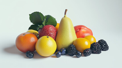 fruits on white background